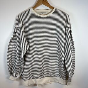 Zara Trafaluc Women’s Black & White Striped Pullover Sweater, Size Small, Crew
